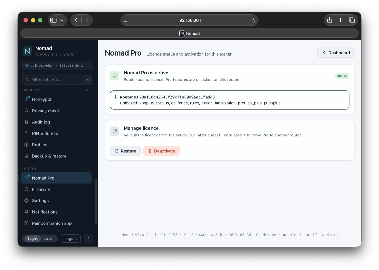 Nomad Pro — active